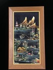 Set Of 4 Mcm Japanese Paintings On Velvet Of Four Seasons Framed In Wood