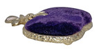 Vintage Travel Pin Cushion By Sf Purple Velvet Apple Gold Tone 2  X 2 