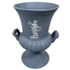 Vintage Jasperware Pedestal Vase Blue White Women Dancing Matte Finish 5 