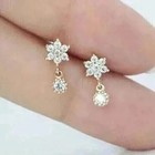 1 80ct Lab Grown Diamond Women s Drop Flower Stud Earring 14k Yellow Gold Plated