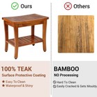 Teak Shower Bench Seat With Shelf Wood Sturdy Non-slip Stool For Inside Bathroom