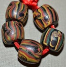Antique Venetian Lampwork Semi Feathered Italian Stripe Eye Beads  African Trade