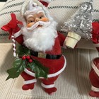Vintage Mid Century Santa Claus Figurine Red Felt Rubber Face   Plastic Face - 4