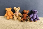  4  Miniature Dollhouse Teddy Bears Set Of 4 Jointed 3 Fuzzy  Boyds  Quality Lot