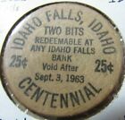 1963 Idaho Falls  Id Centennial Wooden Nickel - Token  1