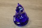 Fenton Cat Figurine Glass Art Cobalt Blue Sleeping Dreamer Unpainted