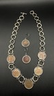 Vintage Palestine Coin Jewelry Set Sterling Silver Necklace   Earrings