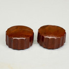 Generic Midcentury Radio Knobs 2pc Brown Plastic 1 4  Splined Shaft Used