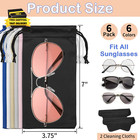 6 Pcs Microfiber Glasses Sunglasses Pouch With 2 Cleaning Cloths  Soft Drawstrin