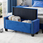 Footrest Storage Ottoman Bench Upholstered Bedroom Bench End Of Bed Bench Blue