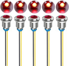 Led Metal Indicator Light 110v-220vac Waterproof 12mm Signal Lamp  5pcs- Red