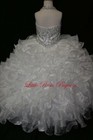 New  Little Rosie Girls Glitz Long Pageant Dress Lr2006 White 12  550 Ruffles 