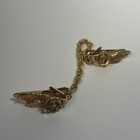 Vintage Sweater Clip Detailed Rose Design Gold Tone Chain