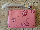 New Coach Corner Zip Wristlet With Cherry Print Cr819