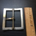 Vintage 1980s Solid Metal Silver Plate Classic Rectangle Belt Buckle 2 25 l X2 w
