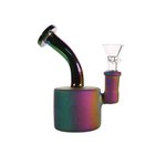 5  Holograhic Rainbow Mini Bong Glass Hookah Water Pipe Travel Size   14mm Bowl
