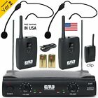 Professional Wireless Microphone System Dual Headset 2 X Mic Cordless Receiver