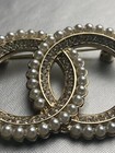 Chanel Gold Pearl Cc Charm Brooch