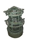 Vintage Antique Asian Chinese Oriental Wooden Pagoda Bird Cage Three Levels