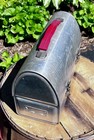 Vintage Thermos V Dome Top Lunchbox Aluminum Red Handle Nice See Pictures