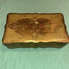 Vintage Italian Florentine Wooden Jewelry Trinket Box Gold Yellows