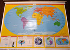 Vintage Rand Mcnally Pull Down 3 Maps Primary Political World Usa Ak hi 58 x72 