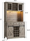 Coffee Bar Cabinet Kitchen Buffet Hutch Wine Cabinet With Led Light Power Outlet
