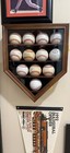 Baseball Display Case 12  Walnut Wood Mlb Autograph Ball Ring Holder Wall Rack