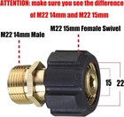 M Mingle Pressure Washer Adapter  Metric M22 15mm Female Thread Copper Yellow 