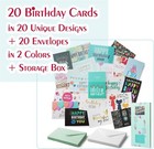 20 Pack Birthday Cards With Envelopes  Blank Inside  Happy Birthday Cards Box