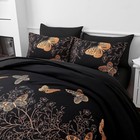 7 Piece Bed In A Bag King Size Comforter Set Black Bedding Set gold Butterfly   