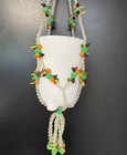 Vtg Clear   Fruit Faceted Plastic Acrylic Beaded Macram   Plant Hanger Boho Retro