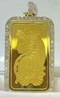 1 Gram Pamp Suisse Lady Fortuna Bar Mounted Pendant Bezel 14k Yellow Gold Plated