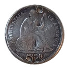 Pictorial Love Token Country W  Cottage Picket Fence Jj 1886 Seated Liberty Dime