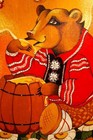 Vtg Set 2 Honey Bear Hand Painted Russia Folk Art Wood Board Wall Plaques Signed