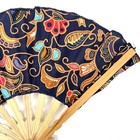 Vintage Japanese Wabi Sabi Asian Folding Fan Fabric Dotted Floral Pattern