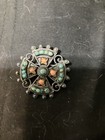 Matilde Poulat Signed Matl Mexican Sterling Silver Brooch Pin Turquoise Coral