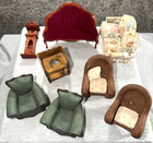 Vintage Dollhouse Furniture Lot Mixed Materials Repair Project As-is Broken