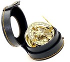 Nautical Brass Sundial Pocket Compass With Leather Case Vintage Sundial Gift