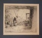 Art Antique Etching   interiors Of The Peasants French flemish Signed  Numbered