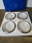 Vintage Crystal And Silver Plated Coaster Ashtray Leonard Italy  Set Of 4
