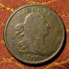1806 Draped Bust Half Cent  Vf     Sweet Original Coin With Golden-brown Tones