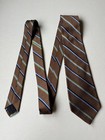Brooks Brothers Mens Silk Neck Tie Brown Green Blue Repp Striped 59l 3 5w Usa