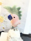 Wonderful Hand Carved Quartz Stone Parrot Cockatoo Bird On Geode Made In Brazil