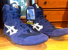 Vintage 90 s Asics Reflex Tiger Wrestling Shoes Blue white Size  11  new W Tags 