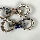 Vintage Rhinestone Bow Shaped Round Silver Tone Shoe Clips