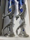Dragon Heart Wings Wine Royal Blue Glasses  new  Wedding Toast Anniversary