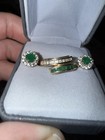 14k Yellow Gold Emerald   Diamond Ring And Stud Earrings Jewelry Set 