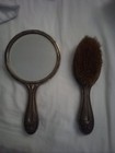 Antique Victorian Vintage Mirror And Brush Marked June 13  1905
