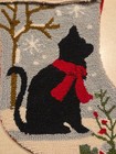 Needlepoint Christmas Stocking Cat 18  Meow Black Kitty